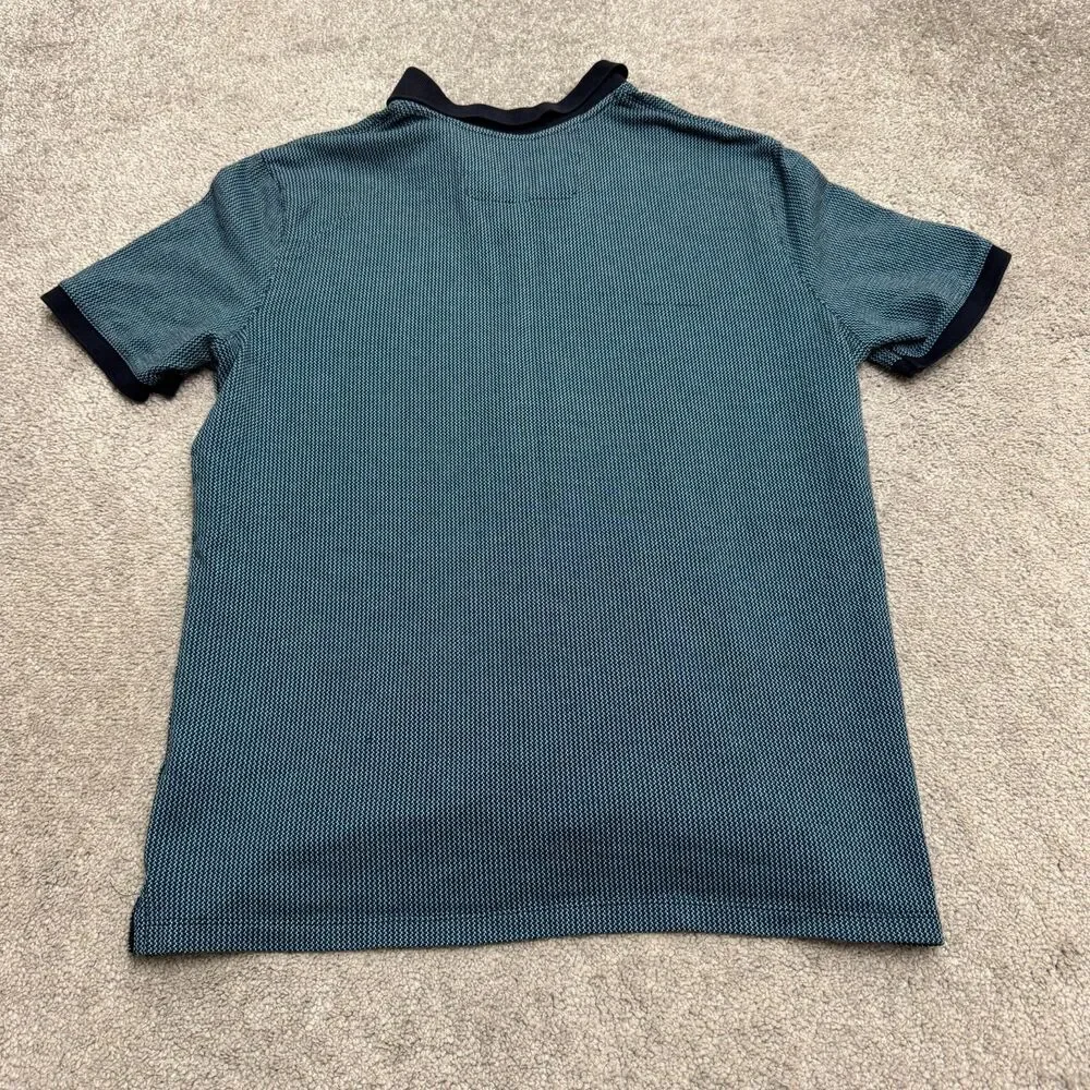 Banana Republic Jacquard Polo Shirt Men Large Blue Short Sleeve Luxury Cotton